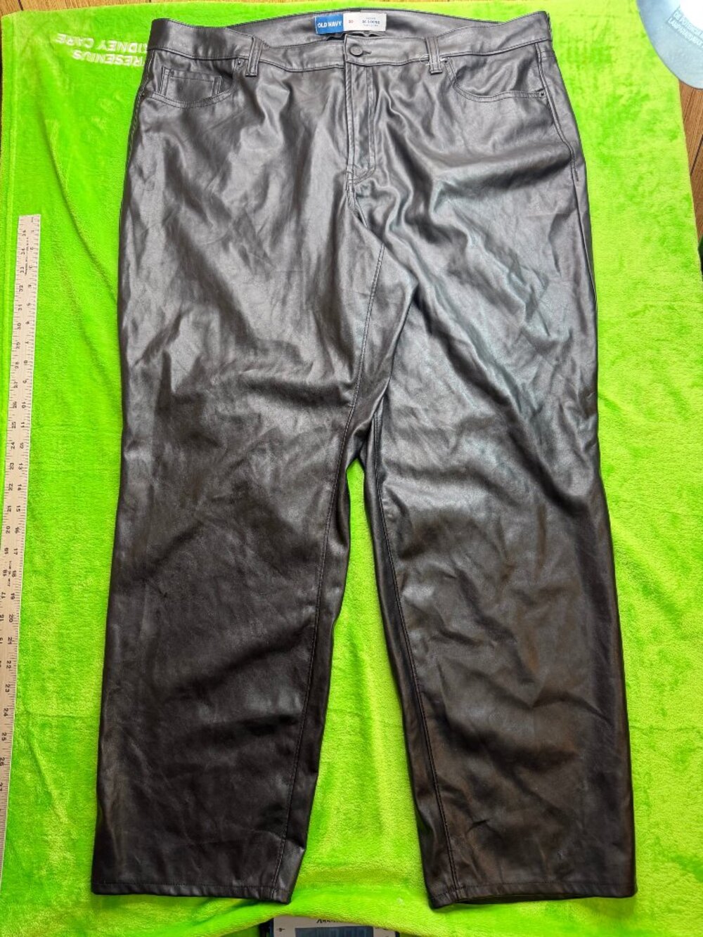 Old Navy OG Loose Faux Leather Pants High Rise Black Sz 20
